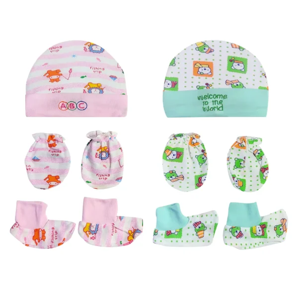 Love Baby shower gift set of cap mittens and booties set - 520 M Combo P7