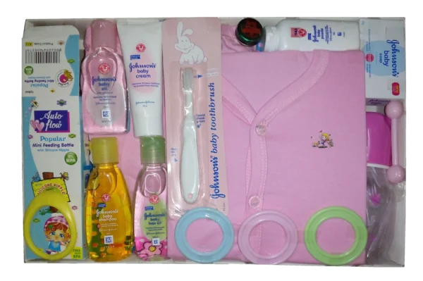 Baby Gift Box With Johnson’s Baby Care Pink 2