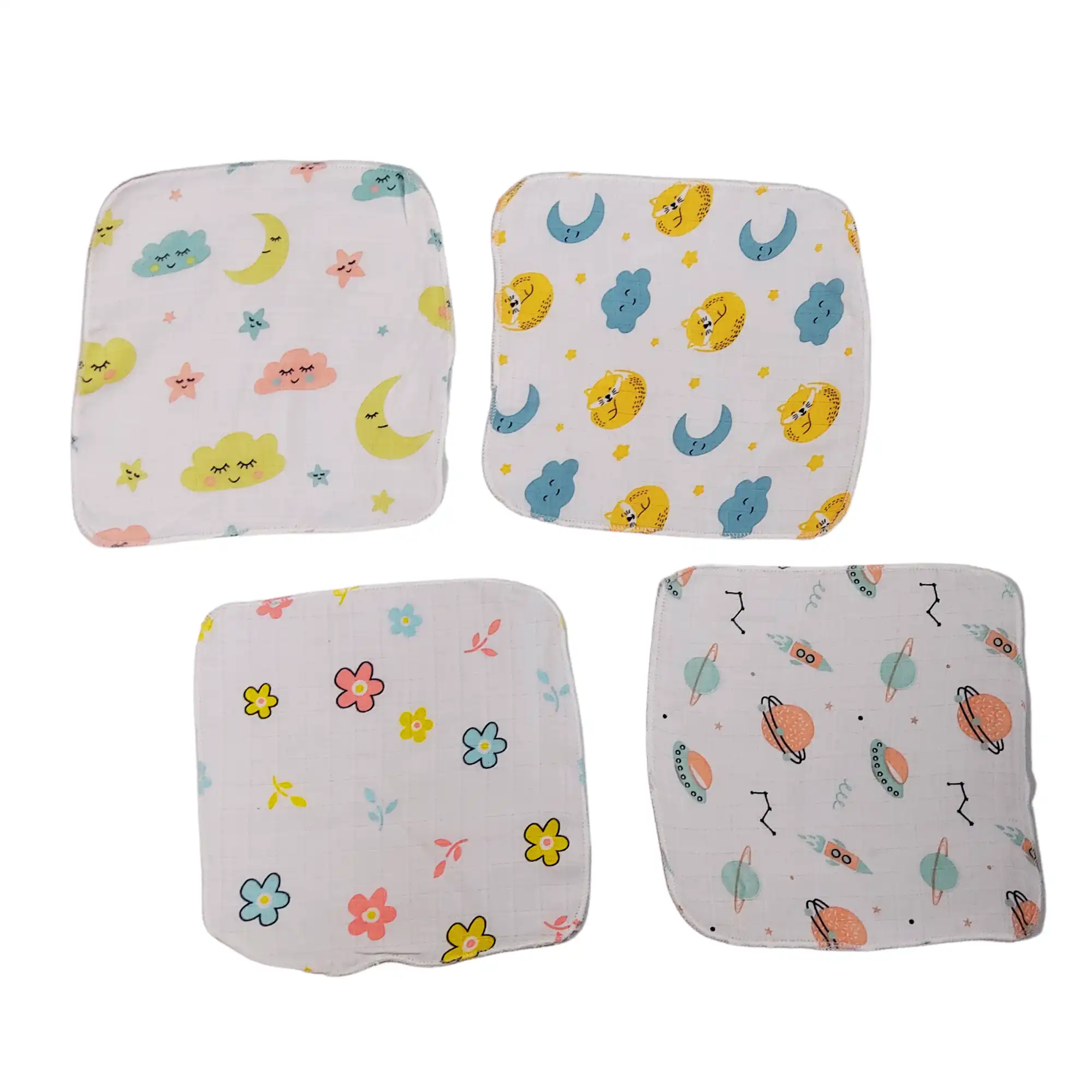 Love Baby Thin abstract printed ultra soft double layer muslin washcloth set – WCL42 Combo P5 4