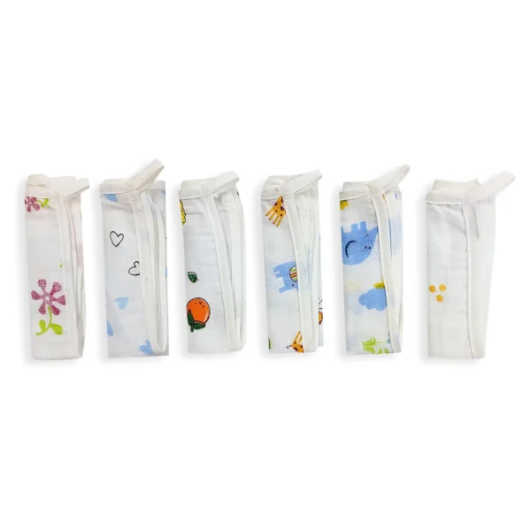 Love Baby 2 layer muslin cotton soft and quick absorbing washcloth reusable face towels hankies printed napkin set for babies infants kids - WCL62 Combo P1