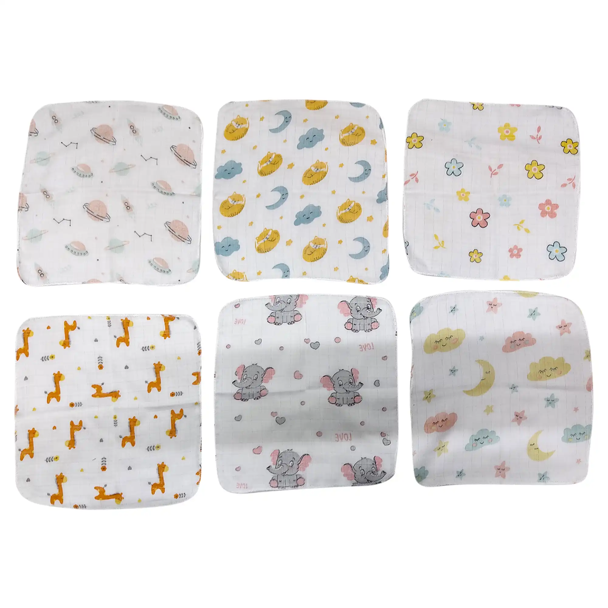 Love Baby 2 Layer Muslin Cotton Extra Soft Quick Absorbing Washcloth Reusable Face Towels Hankies Printed Napkin Set for Babies Infants Kids – WCM42 Combo P3 5