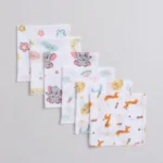 Love Baby 2 Layer Muslin Cotton Extra Soft Quick Absorbing Washcloth Reusable Face Towels Hankies Printed Napkin Set for Babies Infants Kids - WCM42 Combo P3