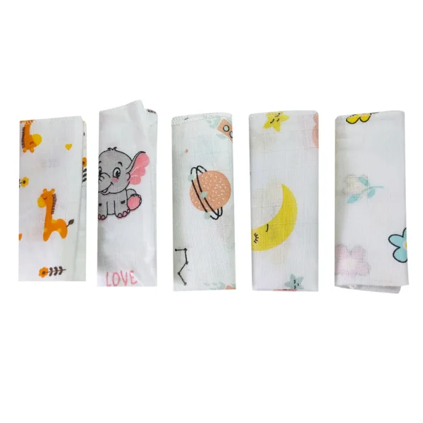 Love Baby thin abstract printed ultra soft double layer muslin washcloth set - WCM52 Combo P1